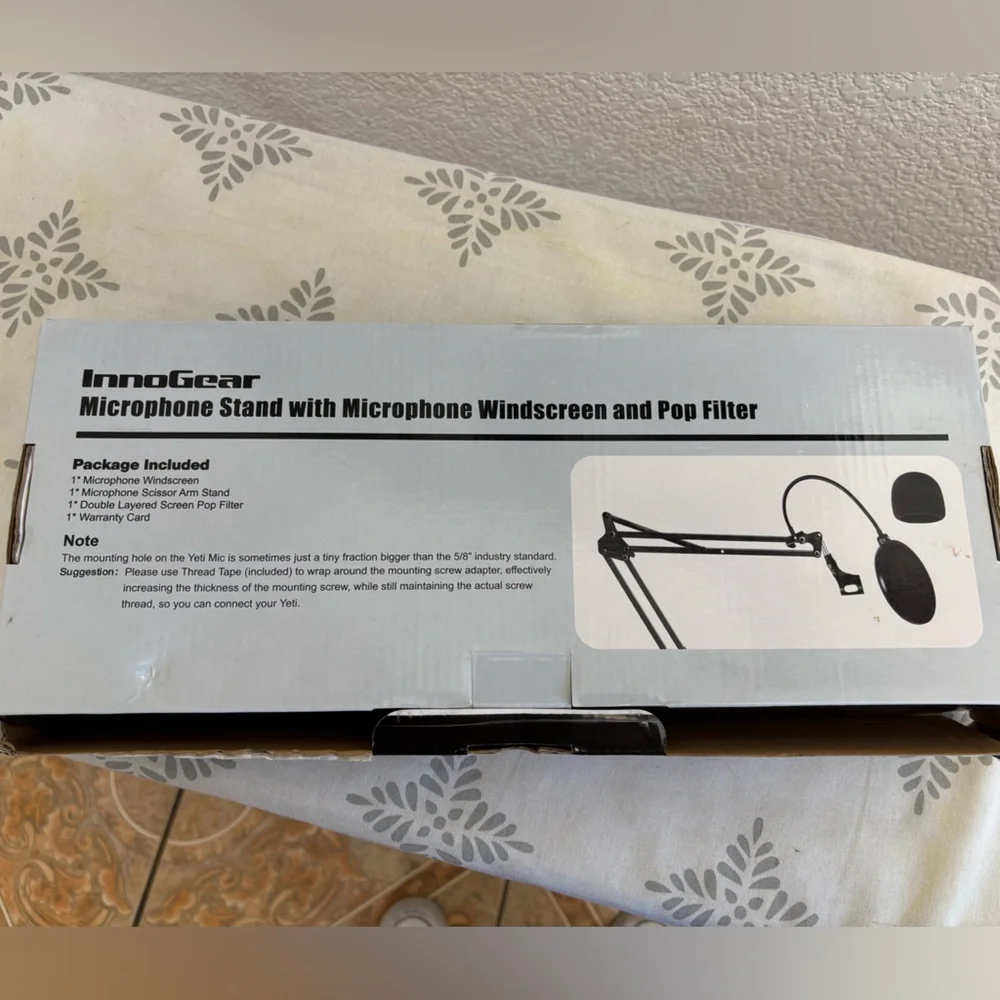 Black Microphone Stand with Windscreen and Pop Filter